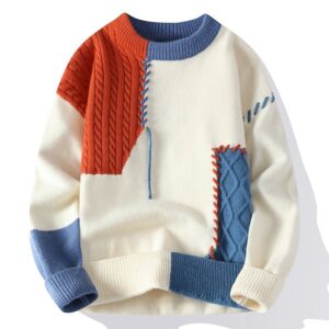 Alternative view of Ins Colorblock Pullover Sweater Winter Fashion Long Sleeve Knitted Top Men's Clothing